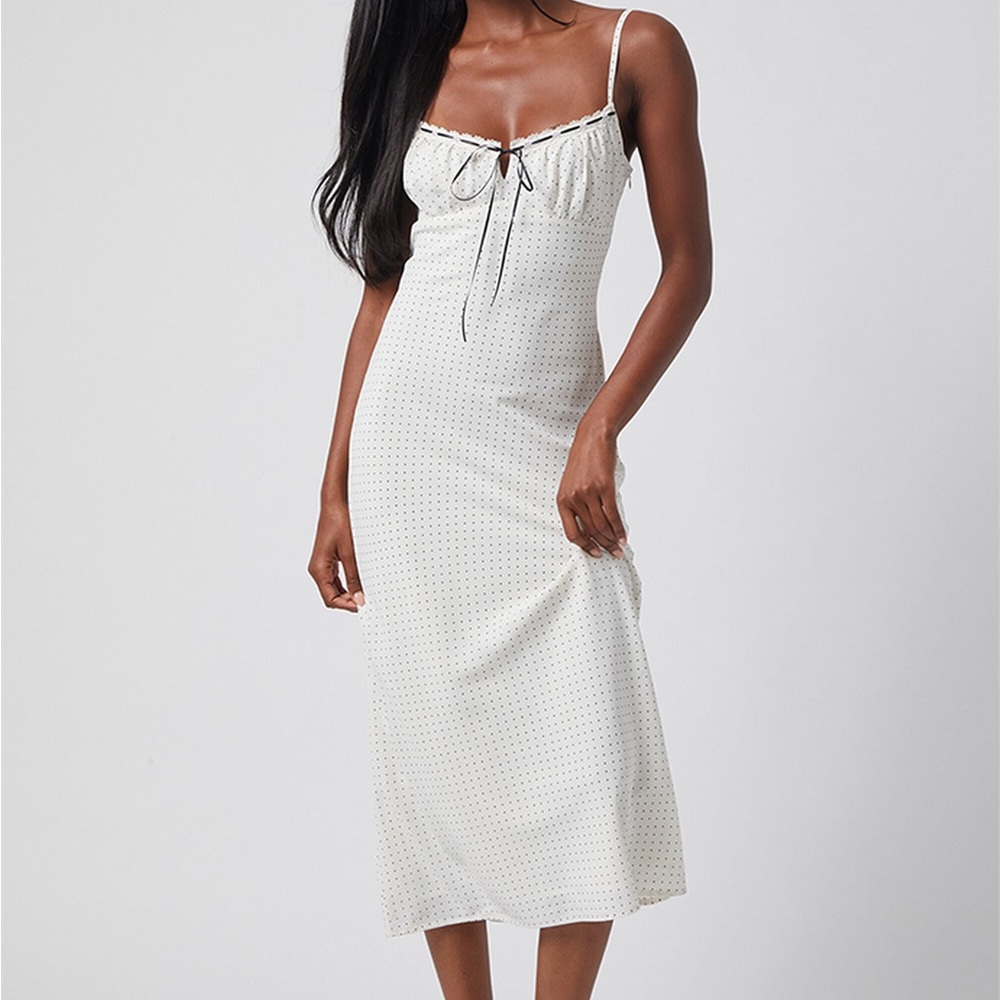 Beverly and Beck Polka Dot Tie Front Midi Dress - XS